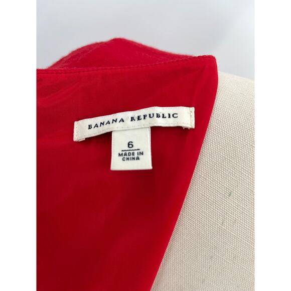 Banana Republic Short Sleeve Sheath Dress Sz 6 Bright Red Wool Classic Office - Picture 6 of 8